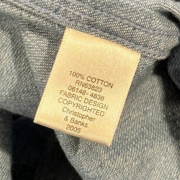 NWT CJ Banks Y2K Embroidered Denim Shirt Apples Basket Autumn Fall Womens Large - Picture 7 of 10